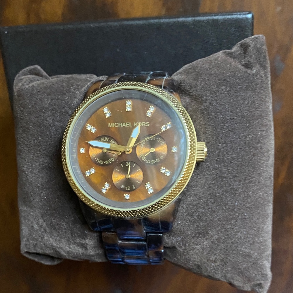 Michael Kors Gold and Brown Tortoise Shell ladies Watch
